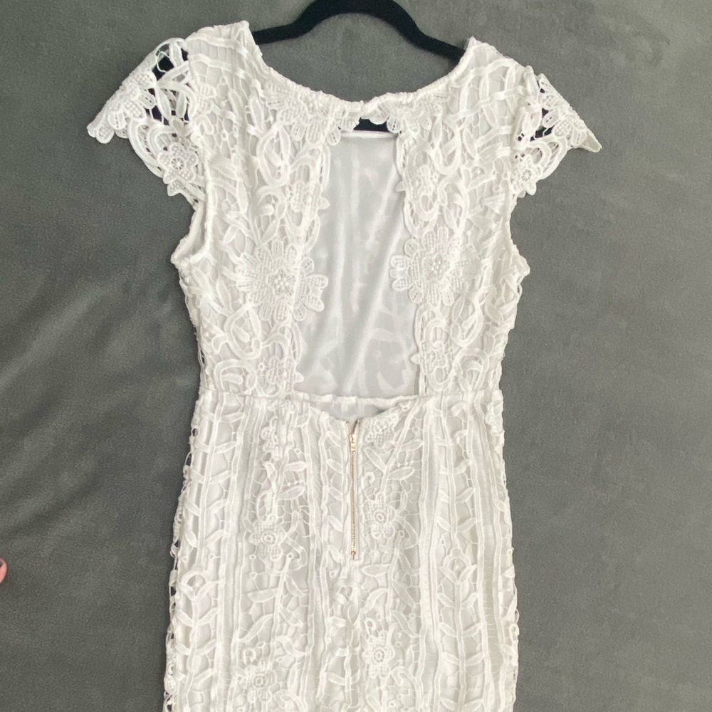 She+sky white dress